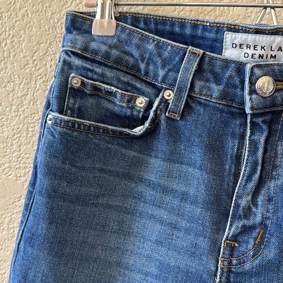 Derek Lam Dark Blue Flare Jeans with White Embroidery size 26 - Picture 7 of 15